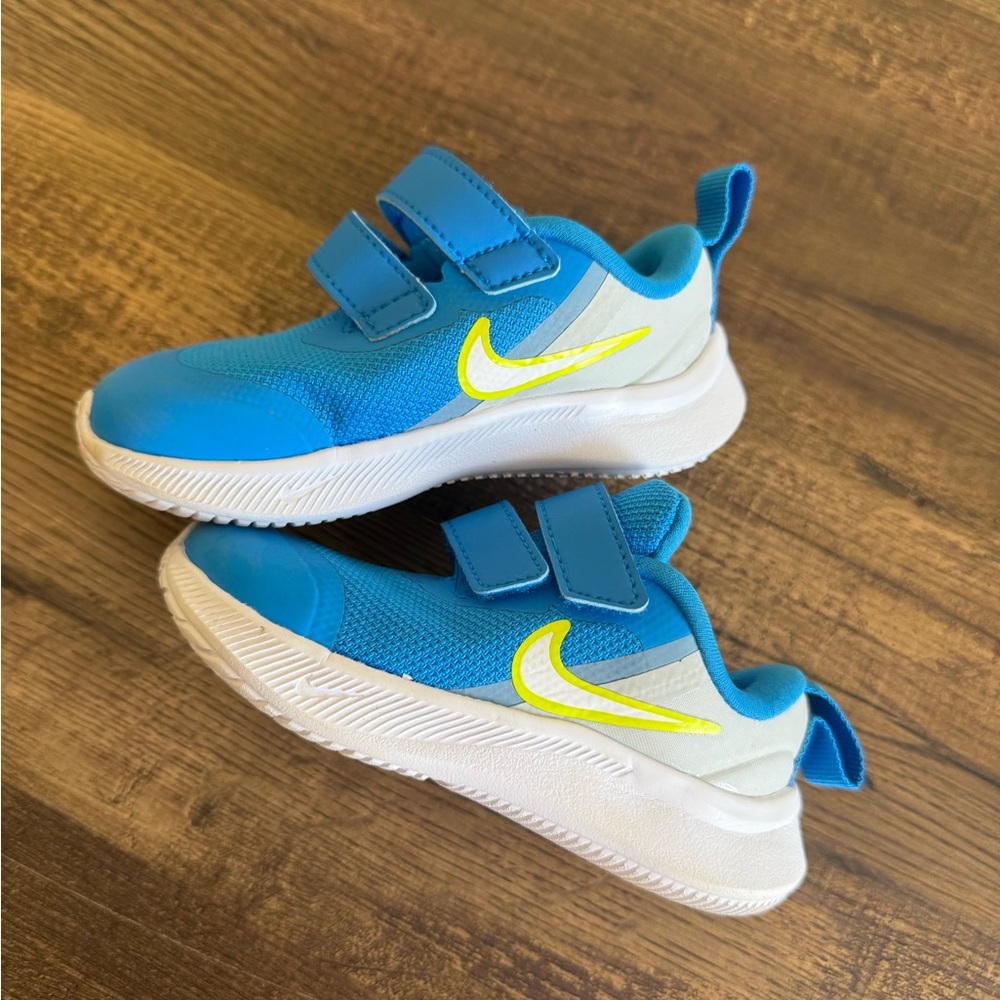 Nike Blue and Yellow Velcro Sneakers